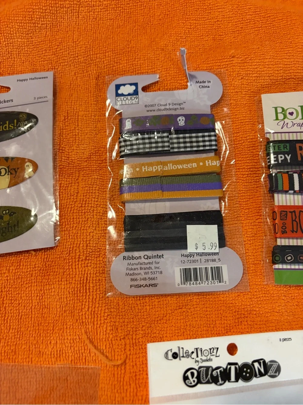 Halloween lot of 13 sealed NEW pkg’sassorted Party Craft Embellishments - Orange